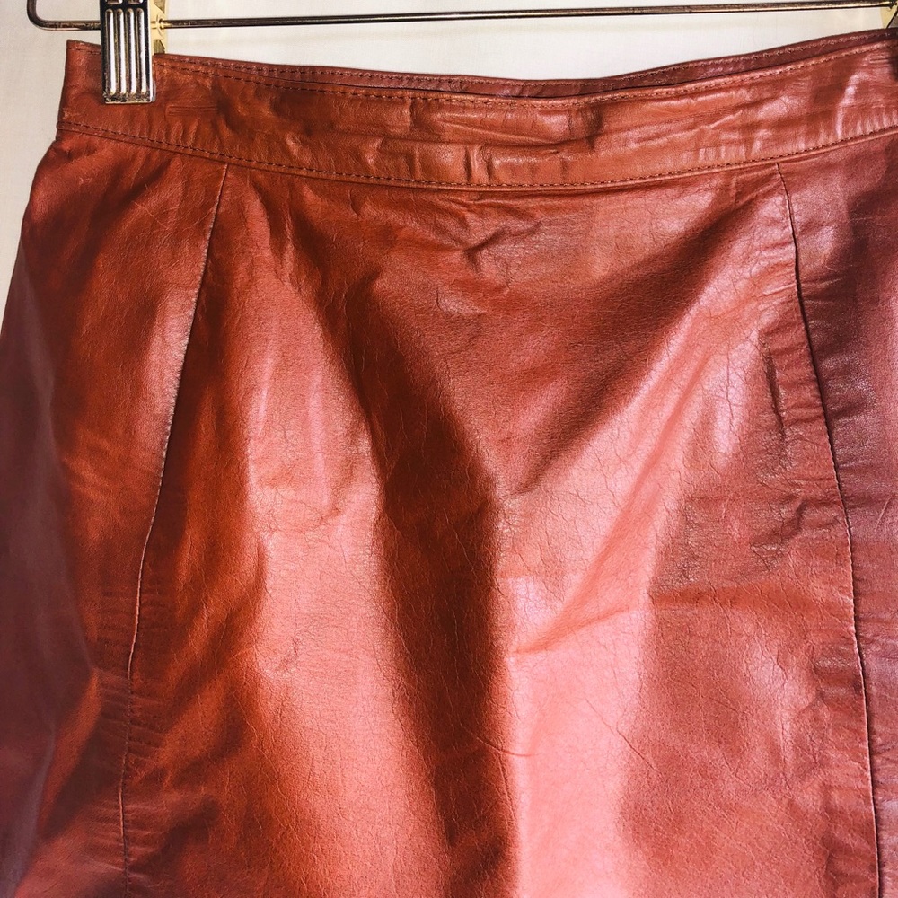 High waisted vintage Leather Skirt - Picture 3 of 4